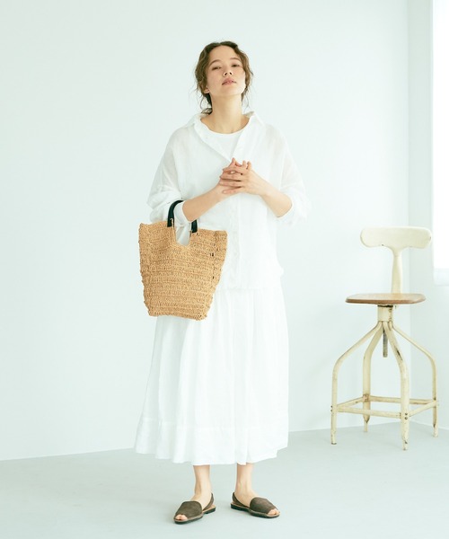 PUAL CE CIN（ピュアルセシン）の「フレンチリネンブラウス（シャツ/ブラウス・レディース・オフホワイト/ブラック/ベージュ・FREE）」の7枚目の写真