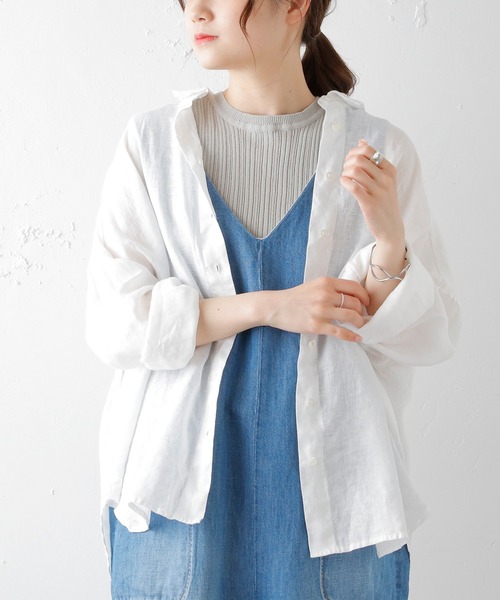 PUAL CE CIN（ピュアルセシン）の「フレンチリネンブラウス（シャツ/ブラウス・レディース・オフホワイト/ブラック/ベージュ・FREE）」の9枚目の写真