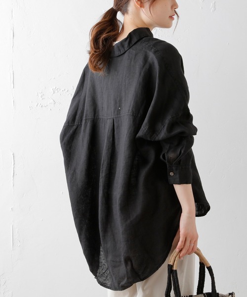 PUAL CE CIN（ピュアルセシン）の「フレンチリネンブラウス（シャツ/ブラウス・レディース・オフホワイト/ブラック/ベージュ・FREE）」の17枚目の写真