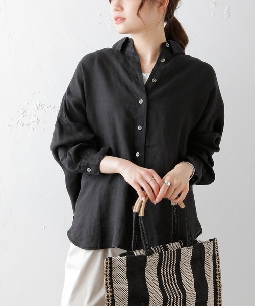 PUAL CE CIN（ピュアルセシン）の「フレンチリネンブラウス（シャツ/ブラウス・レディース・オフホワイト/ブラック/ベージュ・FREE）」の16枚目の写真