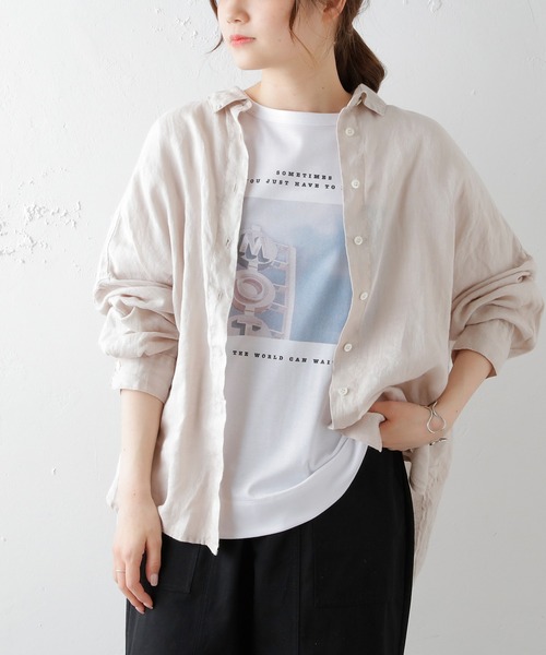 PUAL CE CIN（ピュアルセシン）の「フレンチリネンブラウス（シャツ/ブラウス・レディース・オフホワイト/ブラック/ベージュ・FREE）」の12枚目の写真