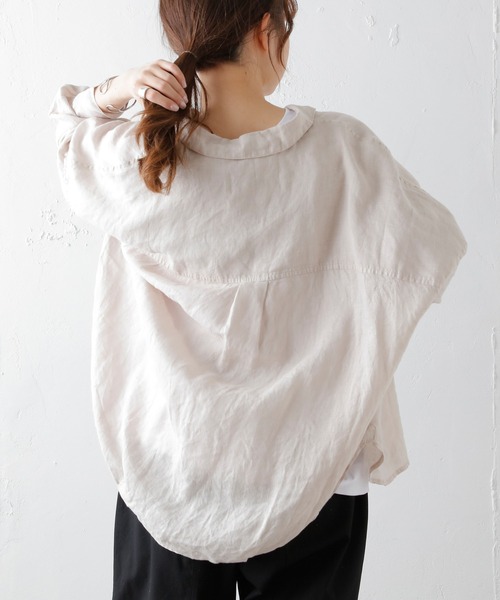 PUAL CE CIN（ピュアルセシン）の「フレンチリネンブラウス（シャツ/ブラウス・レディース・オフホワイト/ブラック/ベージュ・FREE）」の13枚目の写真