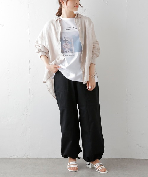 PUAL CE CIN（ピュアルセシン）の「フレンチリネンブラウス（シャツ/ブラウス・レディース・オフホワイト/ブラック/ベージュ・FREE）」の14枚目の写真