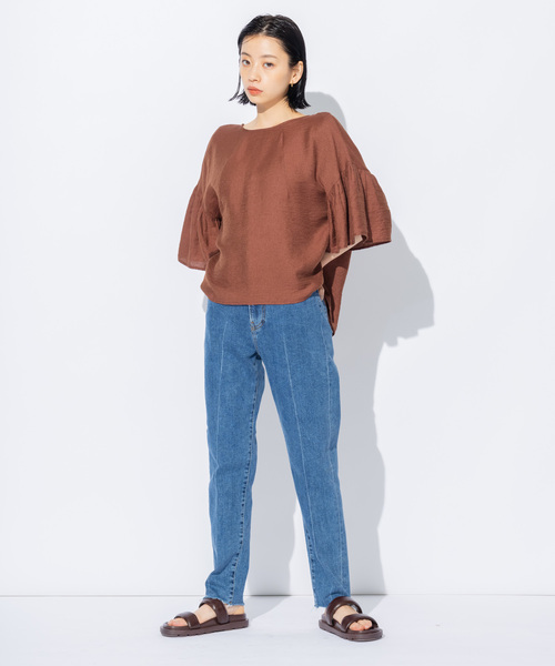 N.O.R.C(ノーク)の「リネン混ショルダープリーツタックブラウス(シャツ/ブラウス・レディース・グリーン/ブラウン/ベージュ・S/M)」の5枚目の写真