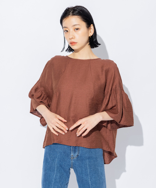 N.O.R.C(ノーク)の「リネン混ショルダープリーツタックブラウス(シャツ/ブラウス・レディース・グリーン/ブラウン/ベージュ・S/M)」の6枚目の写真