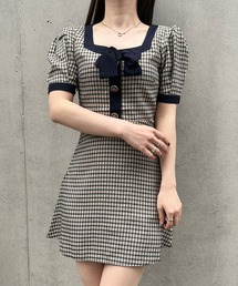titty＆Co. PETIT by poyo | 【titty&Co.PETIT Produce by POYO】チェックリボンスクエアネックワンピース(ワンピース)