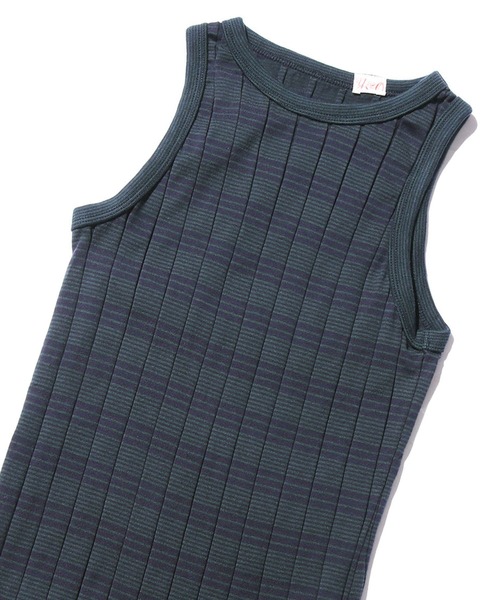 YOUNG&OLSEN The DRYGOODS STORE(ヤングアンドオルセン)の「YOUNG & OLSEN/ヤングアンドオルセン BROAD RIB A-TANK タンクトップ(タンクトップ・レディース・ホワイト/ホワイト×ブルー/ブラック/ベージュ/ネイビー系・1/2)」の5枚目の写真
