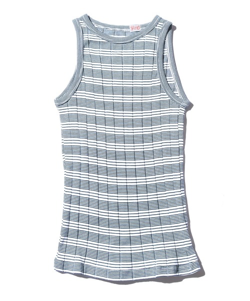 YOUNG&OLSEN The DRYGOODS STORE(ヤングアンドオルセン)の「YOUNG & OLSEN/ヤングアンドオルセン BROAD RIB A-TANK タンクトップ(タンクトップ・レディース・ホワイト/ホワイト×ブルー/ブラック/ベージュ/ネイビー系・1/2)」の1枚目の写真