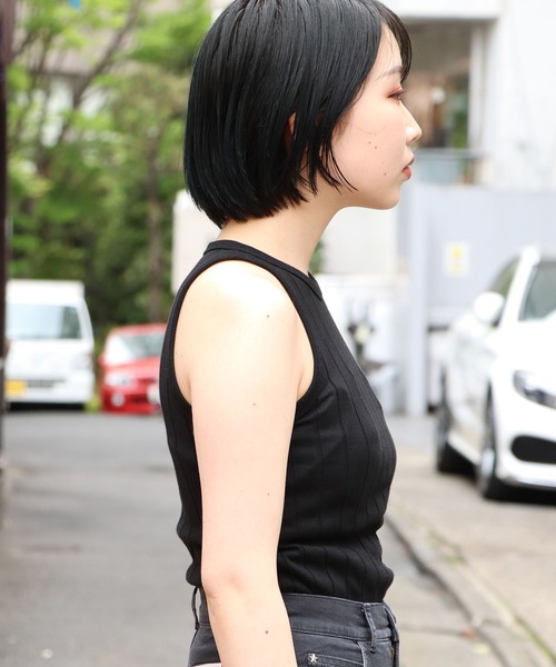 YOUNG&OLSEN The DRYGOODS STORE(ヤングアンドオルセン)の「YOUNG & OLSEN/ヤングアンドオルセン BROAD RIB A-TANK タンクトップ(タンクトップ・レディース・ホワイト/ホワイト×ブルー/ブラック/ベージュ/ネイビー系・1/2)」の6枚目の写真