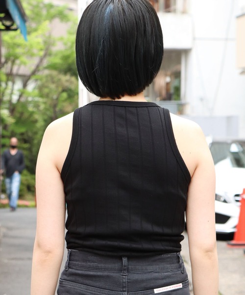 YOUNG&OLSEN The DRYGOODS STORE(ヤングアンドオルセン)の「YOUNG & OLSEN/ヤングアンドオルセン BROAD RIB A-TANK タンクトップ(タンクトップ・レディース・ホワイト/ホワイト×ブルー/ブラック/ベージュ/ネイビー系・1/2)」の7枚目の写真