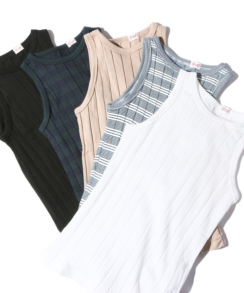 YOUNG&OLSEN The DRYGOODS STORE(ヤングアンドオルセン)の「YOUNG & OLSEN/ヤングアンドオルセン BROAD RIB A-TANK タンクトップ(タンクトップ・レディース・ホワイト/ホワイト×ブルー/ブラック/ベージュ/ネイビー系・1/2)」の15枚目の写真