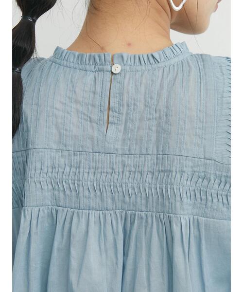 Green　Parks（グリーンパークス）の「インド綿 フリルノースリーブブラウス（シャツ/ブラウス・レディース・ブラック/オフホワイト/サックスブルー・FREE）」の12枚目の写真