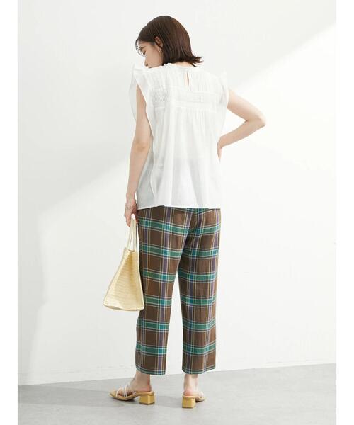 Green　Parks（グリーンパークス）の「インド綿 フリルノースリーブブラウス（シャツ/ブラウス・レディース・ブラック/オフホワイト/サックスブルー・FREE）」の19枚目の写真