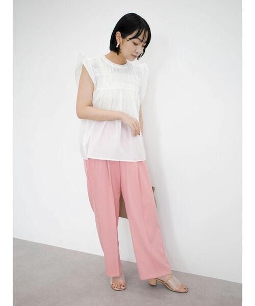 Green　Parks（グリーンパークス）の「インド綿 フリルノースリーブブラウス（シャツ/ブラウス・レディース・ブラック/オフホワイト/サックスブルー・FREE）」の22枚目の写真