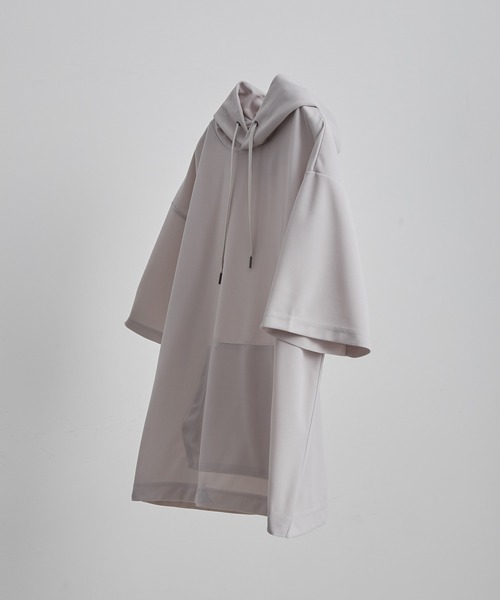 JUNRED（ジュンレッド）の「シルキードライハーフスリーブプルパーカー（パーカー・メンズ・チャコールグレー/ブルー/グリーン/ベージュ系その他・LL/M/L）」の2枚目の写真