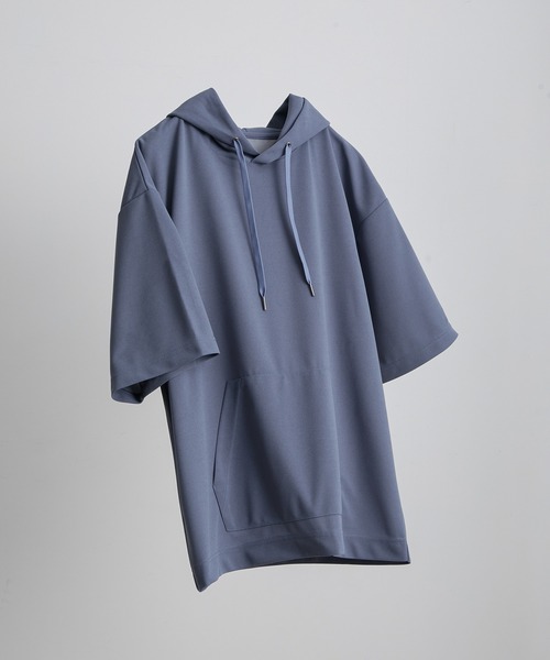 JUNRED（ジュンレッド）の「シルキードライハーフスリーブプルパーカー（パーカー・メンズ・チャコールグレー/ブルー/グリーン/ベージュ系その他・LL/M/L）」の4枚目の写真