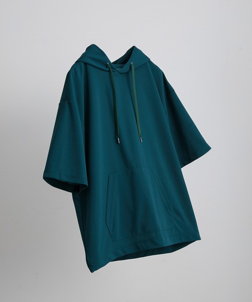 JUNRED（ジュンレッド）の「シルキードライハーフスリーブプルパーカー（パーカー・メンズ・チャコールグレー/ブルー/グリーン/ベージュ系その他・LL/M/L）」の3枚目の写真