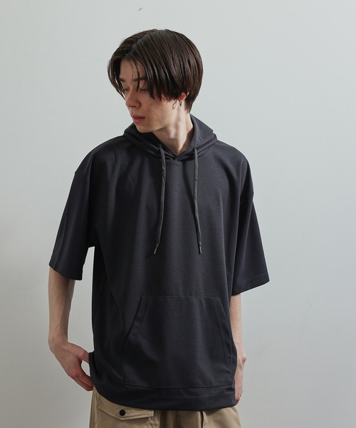 JUNRED（ジュンレッド）の「シルキードライハーフスリーブプルパーカー（パーカー・メンズ・チャコールグレー/ブルー/グリーン/ベージュ系その他・LL/M/L）」の21枚目の写真