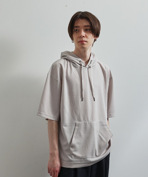 JUNRED（ジュンレッド）の「シルキードライハーフスリーブプルパーカー（パーカー・メンズ・チャコールグレー/ブルー/グリーン/ベージュ系その他・LL/M/L）」の15枚目の写真