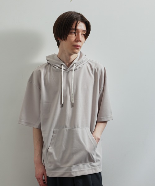 JUNRED（ジュンレッド）の「シルキードライハーフスリーブプルパーカー（パーカー・メンズ・チャコールグレー/ブルー/グリーン/ベージュ系その他・LL/M/L）」の9枚目の写真