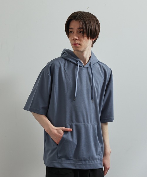 JUNRED（ジュンレッド）の「シルキードライハーフスリーブプルパーカー（パーカー・メンズ・チャコールグレー/ブルー/グリーン/ベージュ系その他・LL/M/L）」の18枚目の写真