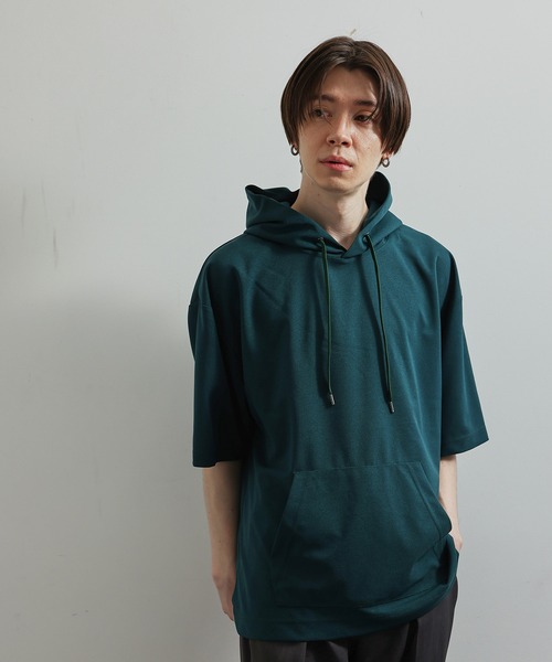 JUNRED（ジュンレッド）の「シルキードライハーフスリーブプルパーカー（パーカー・メンズ・チャコールグレー/ブルー/グリーン/ベージュ系その他・LL/M/L）」の7枚目の写真