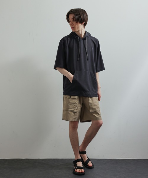 JUNRED（ジュンレッド）の「シルキードライハーフスリーブプルパーカー（パーカー・メンズ・チャコールグレー/ブルー/グリーン/ベージュ系その他・LL/M/L）」の13枚目の写真