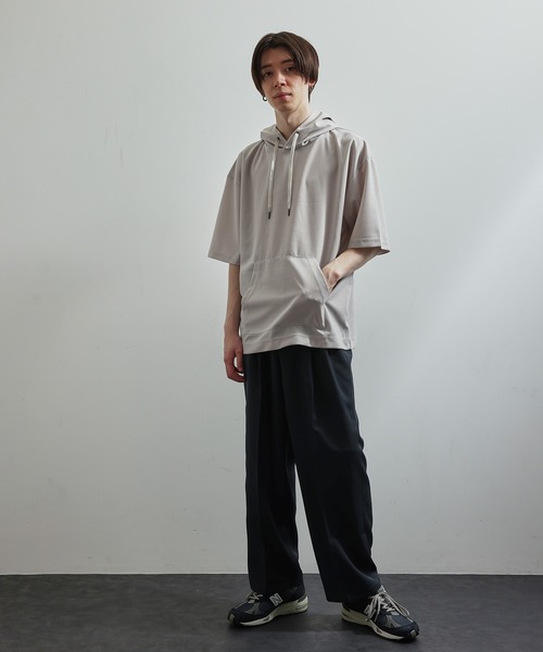 JUNRED（ジュンレッド）の「シルキードライハーフスリーブプルパーカー（パーカー・メンズ・チャコールグレー/ブルー/グリーン/ベージュ系その他・LL/M/L）」の10枚目の写真