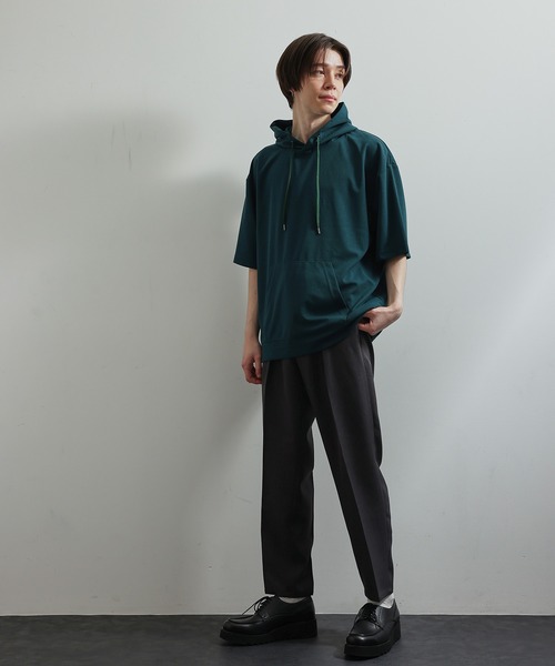 JUNRED（ジュンレッド）の「シルキードライハーフスリーブプルパーカー（パーカー・メンズ・チャコールグレー/ブルー/グリーン/ベージュ系その他・LL/M/L）」の6枚目の写真