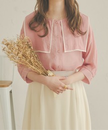 パイピングビッグカラーシアーブラウス/【WEB/EC限定商品】