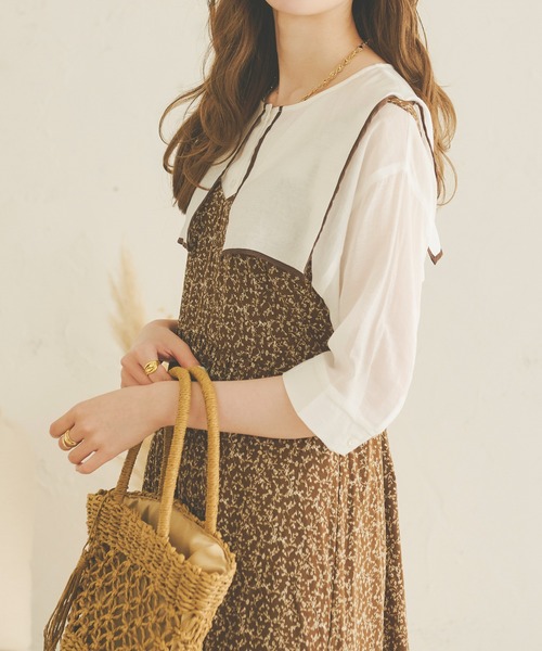Ambre Neige(アンブルネージュ)の「パイピングビッグカラーシアーブラウス/【WEB/EC限定商品】(シャツ/ブラウス・レディース・ベージュ/オフホワイト/ピンク・FREE)」の8枚目の写真