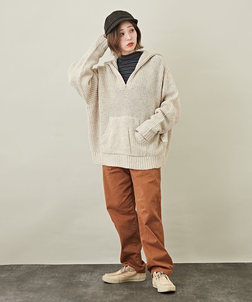 CUBE SUGAR（キューブシュガー）の「無地ツイルベイカーパンツ（チノパンツ・レディース・ベージュ/ブラウン/カーキ・S/M）」の16枚目の写真