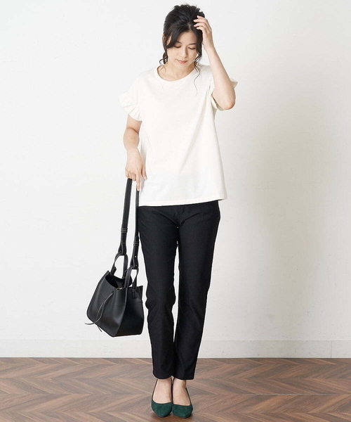 OFUON le MK（オフオンルエムケー）の「【洗濯機で洗える】ハイパーストレッチパンツ（デニムパンツ・レディース・ブラック・38/36）」の9枚目の写真