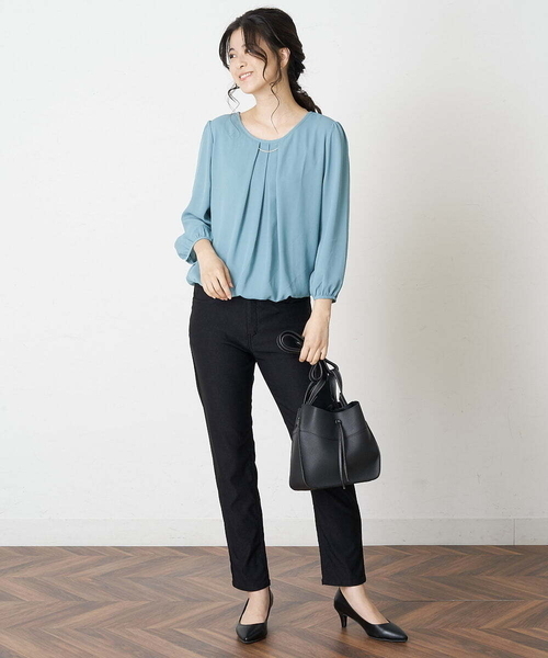 OFUON le MK（オフオンルエムケー）の「【洗濯機で洗える】ハイパーストレッチパンツ（デニムパンツ・レディース・ブラック・38/36）」の11枚目の写真