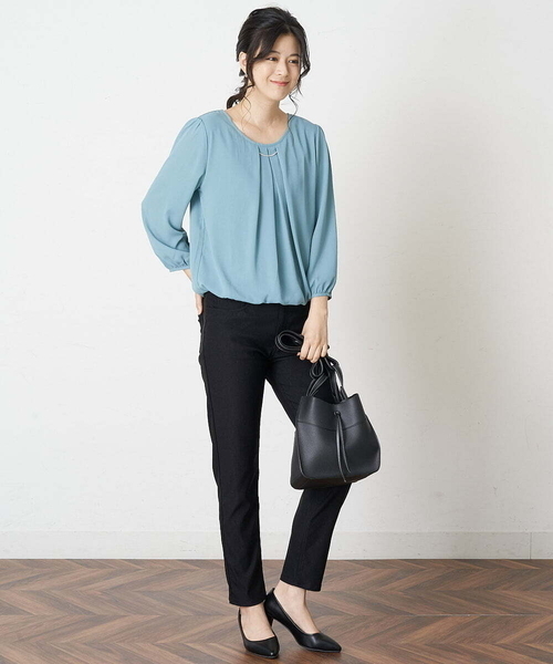 OFUON le MK（オフオンルエムケー）の「【洗濯機で洗える】ハイパーストレッチパンツ（デニムパンツ・レディース・ブラック・38/36）」の12枚目の写真