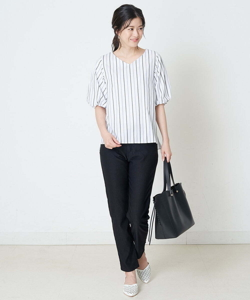 OFUON le MK（オフオンルエムケー）の「【洗濯機で洗える】ハイパーストレッチパンツ（デニムパンツ・レディース・ブラック・38/36）」の16枚目の写真