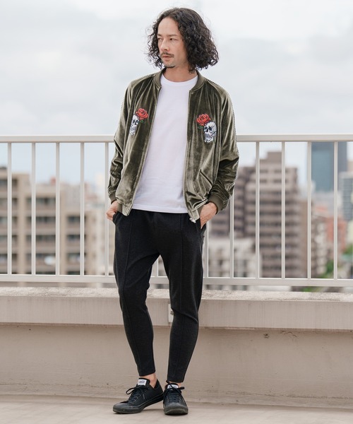 カンビオ ベロアスカジャン（スカルローズ） セール】mj8773-ベロアスカジャン（スカルローズ）（スカジャン