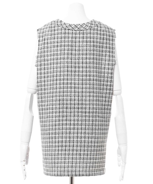 MLI'A(エムリア)の「Vネックベスト(ベスト・レディース・オフホワイト/ホワイト×ブラック/ブラック・M)」の9枚目の写真