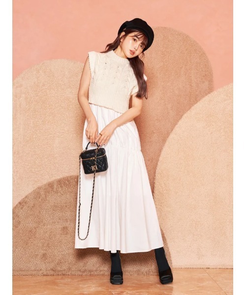 Darich（ダーリッチ）の「ニットレイヤードシャツキャミワンピース  