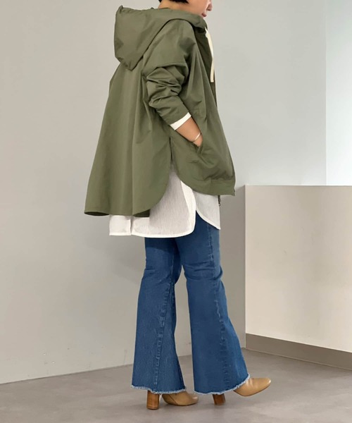 BEARDSLEY（ビアズリー）の「シャツフーディーパーカー（ブルゾン・レディース・チャコールグレー/カーキ・FREE）」の14枚目の写真