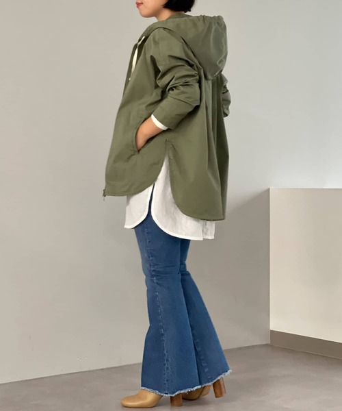 BEARDSLEY（ビアズリー）の「シャツフーディーパーカー（ブルゾン・レディース・チャコールグレー/カーキ・FREE）」の15枚目の写真