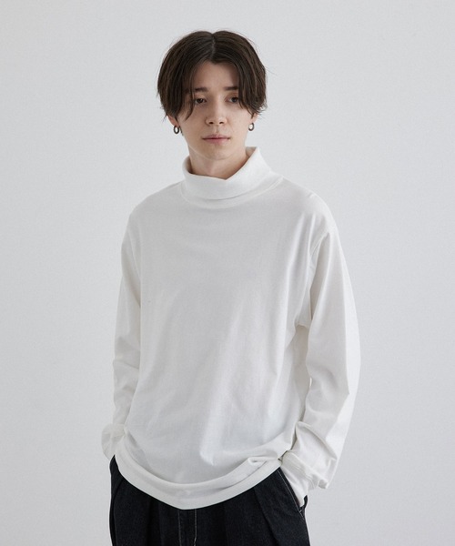 JUNRED(ジュンレッド)の「コットンタートルネックカットソー(Tシャツ/カットソー・メンズ・ホワイト/ブラック・S/M/L)」の1枚目の写真