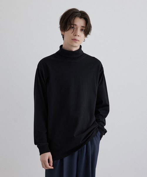 JUNRED(ジュンレッド)の「コットンタートルネックカットソー(Tシャツ/カットソー・メンズ・ホワイト/ブラック・S/M/L)」の2枚目の写真