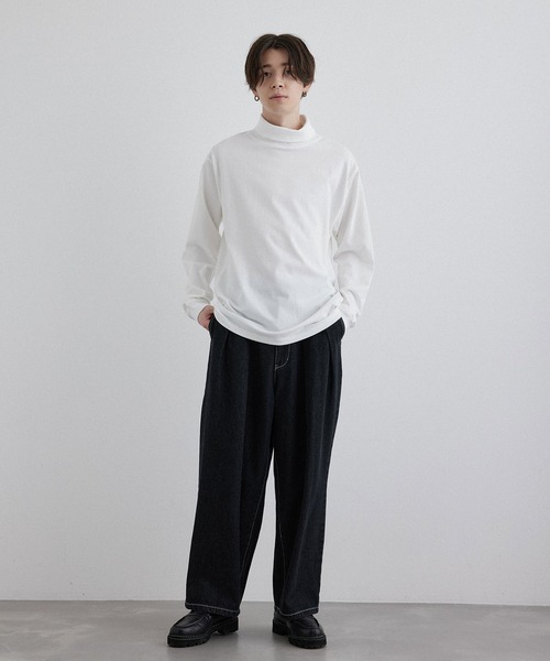 JUNRED(ジュンレッド)の「コットンタートルネックカットソー(Tシャツ/カットソー・メンズ・ホワイト/ブラック・S/M/L)」の5枚目の写真