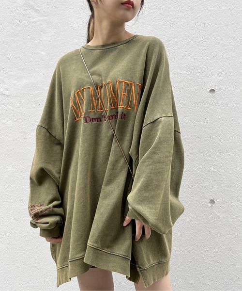 one way（ワンウェイ）の「刺繍ロゴスウェットトレーナー/ビッグシルエット/ユニセックス（スウェット・レディース・ホワイト/ベージュ/ブラック/グリーン/ライトブルー・FREE）」の4枚目の写真