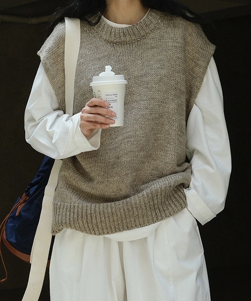 chuclla（チュクラ）の「ウールニット ルーズベスト chw22a073（ニット/セーター・レディース・ブラウン/アイボリー・FREE）」の16枚目の写真