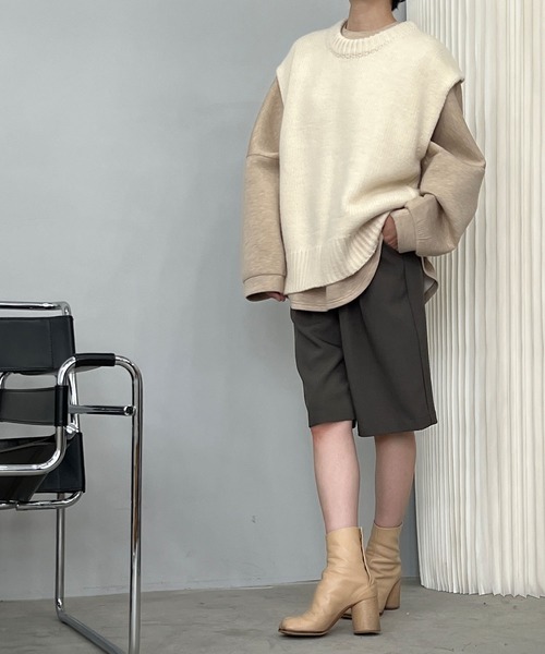 chuclla（チュクラ）の「ウールニット ルーズベスト chw22a073（ニット/セーター・レディース・ブラウン/アイボリー・FREE）」の5枚目の写真