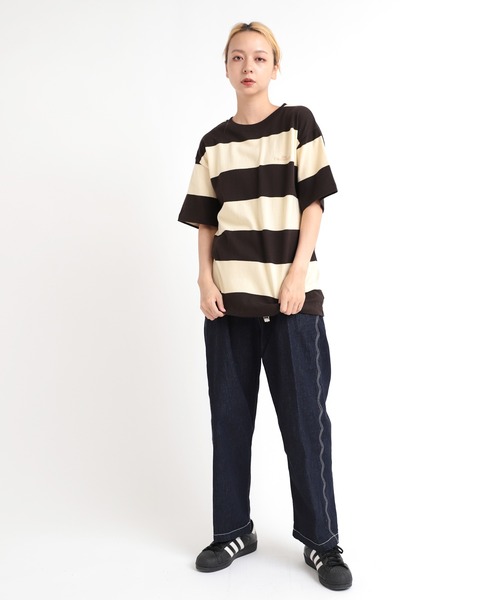 RNA（アールエヌエー）の「M1939 ワイドボーダーＢＩＧ　Ｔ（Tシャツ/カットソー・レディース・ダークブラウン/ピンク系その他/オレンジ系その他・MEDIUM）」の14枚目の写真