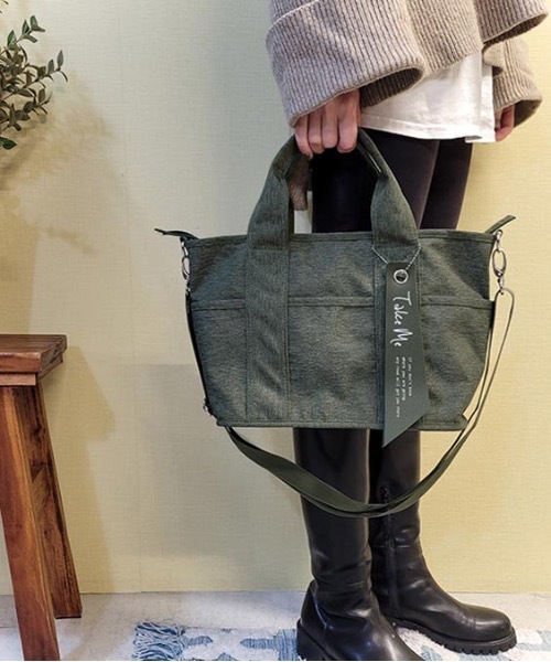 nicott（ニコット）の「NC:Take Me 9pocket Totebag テイクミー９ポケットトートバッグ（トートバッグ・レディース・ブラック/グレー/カーキ/インディゴブルー/ベージュ・FREE）」の8枚目の写真