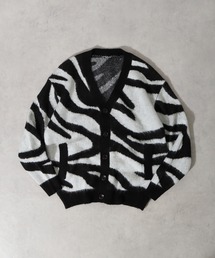 Mohair touch wide shaggy design knit cardigan / モヘアタッチ ワイド 総柄デザイン シャギーニットカーディガン unisex